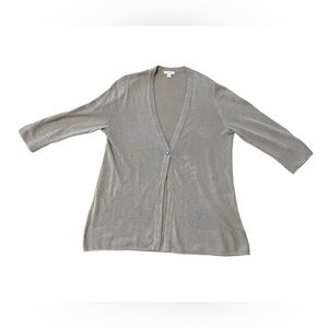 Jjill women’s medium linen 3/4 sleeve tunic cardigan sweater